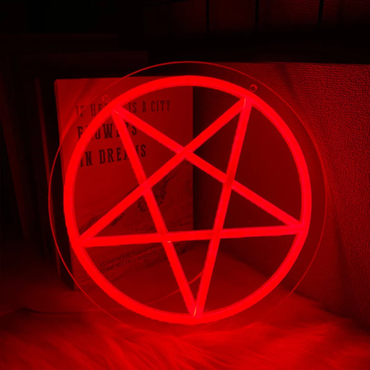 Satan Five-Pointed Star Neon Sign Light Gothic Devil Pagan Ritual Novelty Wall Lighting