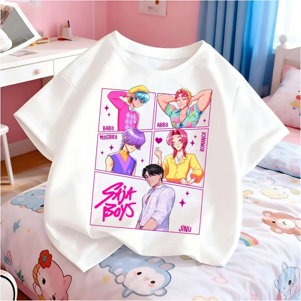 Summer Kpop Children T-shirt Huntrix Rumi Clothes K-Pop