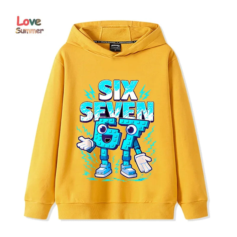 67 Six Seven Italian Brainrot Hoodie Funny Meme Pullover Girls Boys Fleece Sweatshirt