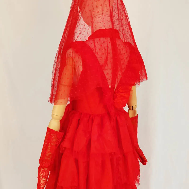 Red Bride Fancy Dress Lydia Deetz Beetlejuice Wedding Costume