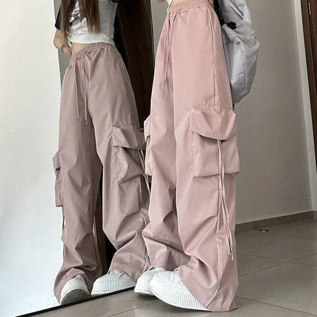 Baggy Pants Fashion Women Oversized Drawstring Combat Trousers