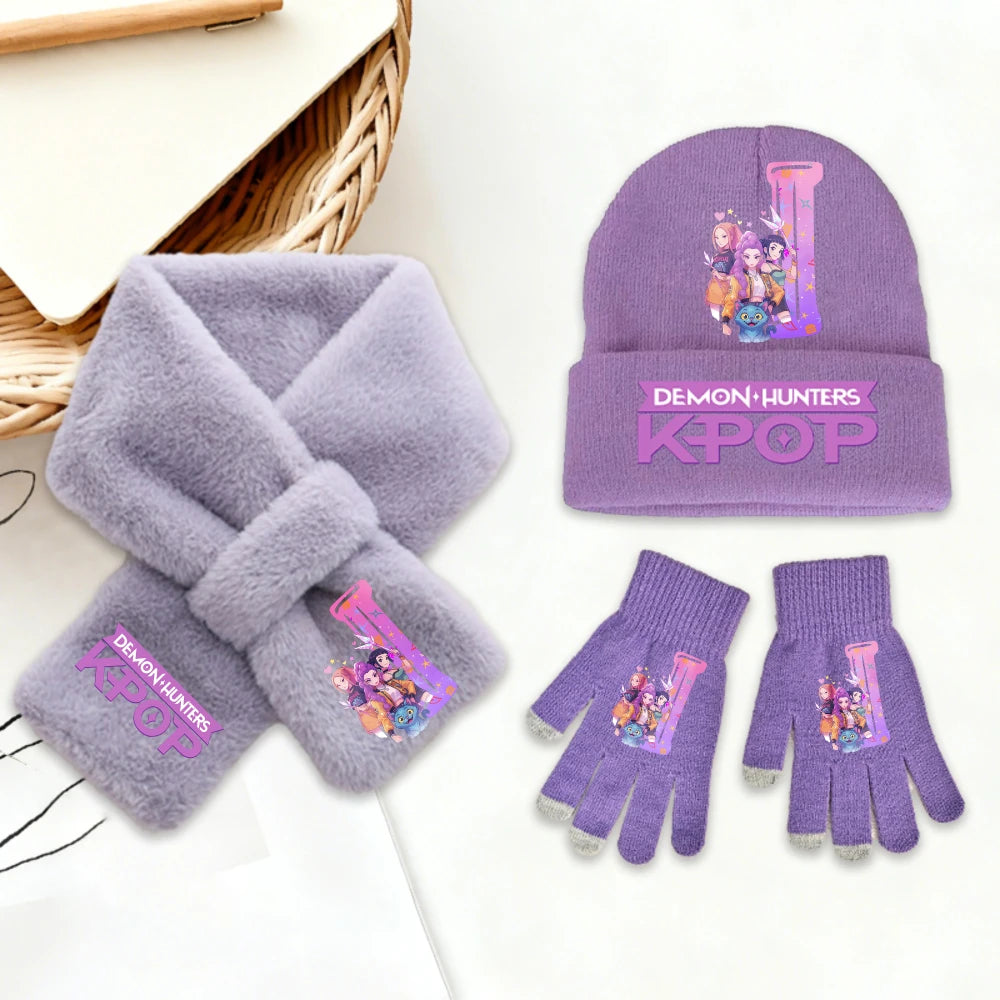K-Pop Demon Hunters 3Pcs Hat Gloves Scarf Set Huntrix Personalised