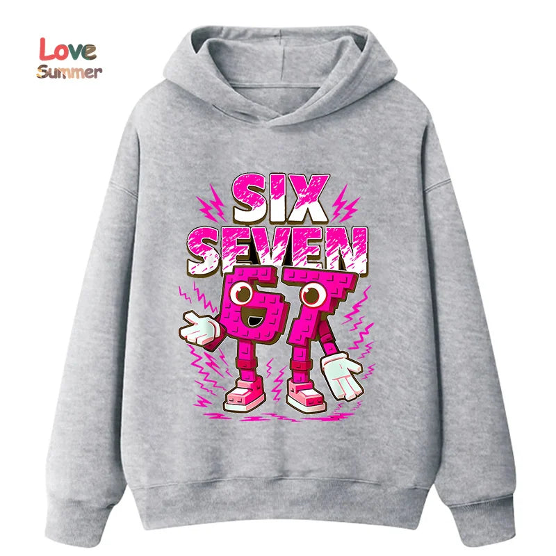 67 Six Seven Italian Brainrot Hoodie Funny Meme Pullover Girls Boys Fleece Sweatshirt
