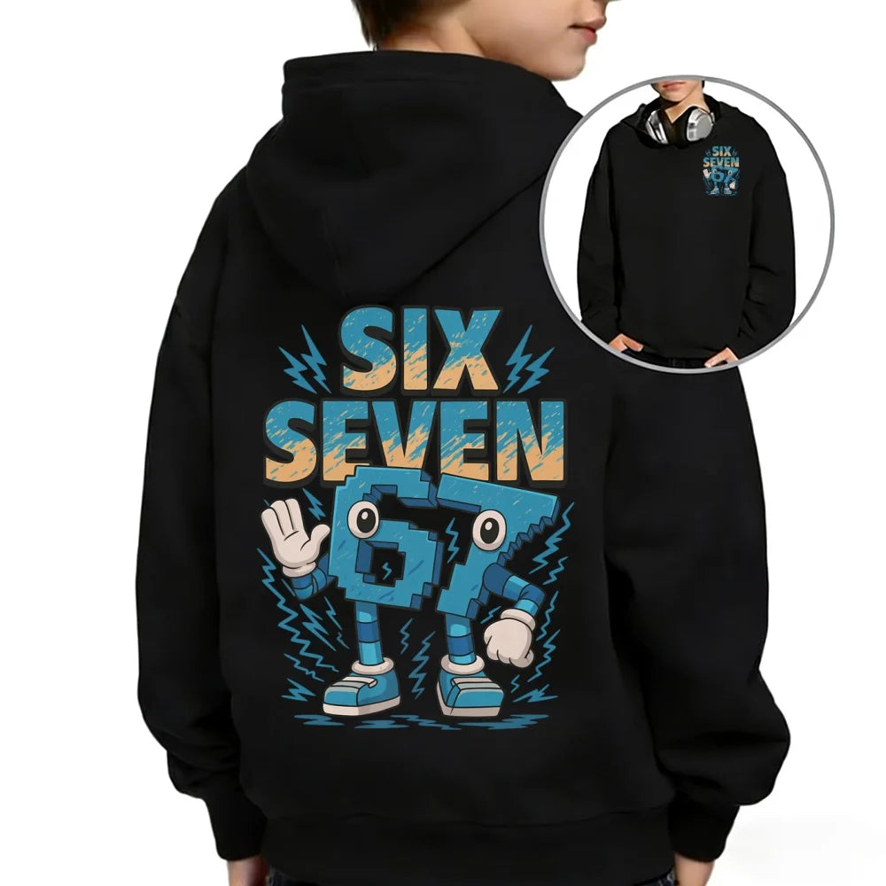Steal a Brainrot Six Seven children's hoodie 67 trend Hooded Top Sweatshirt 6 7