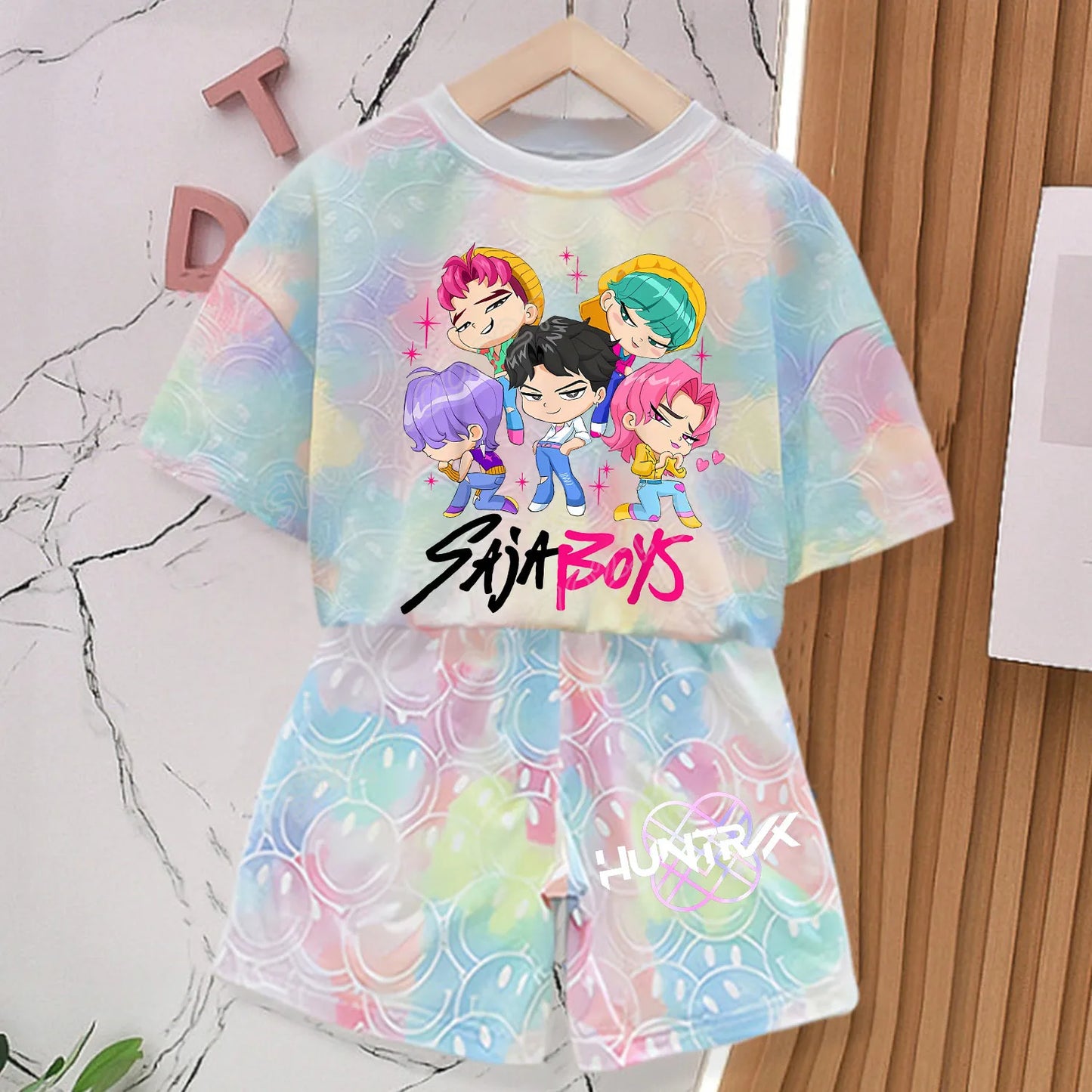 KPop Demon Hunters T-shirt Pants Shorts Set Outfit Pyjamas Huntrix Merch Clothes Gift