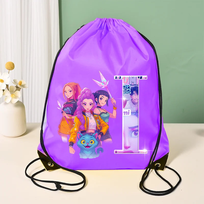 KPop Demon Hunters Merch Personalised Initial Backpack Book Sports PE Kit Swim Bag School Rumi Mira Zoey Huntrix Gift