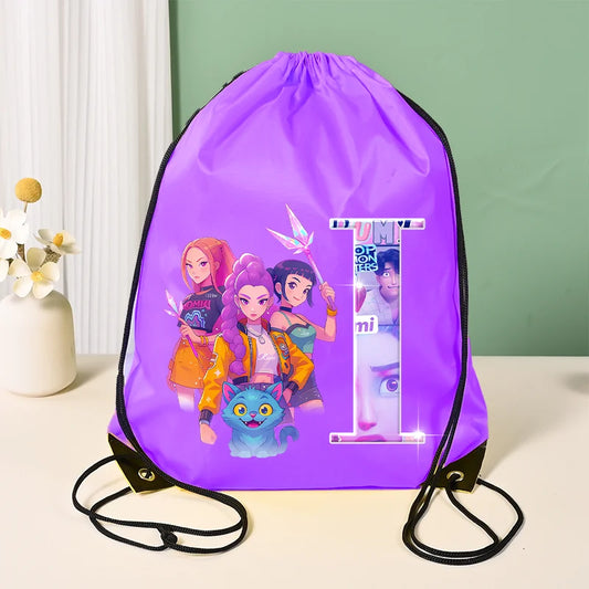 KPop Demon Hunters Merch Personalised Initial Backpack Book Sports PE Kit Swim Bag School Rumi Mira Zoey Huntrix Gift