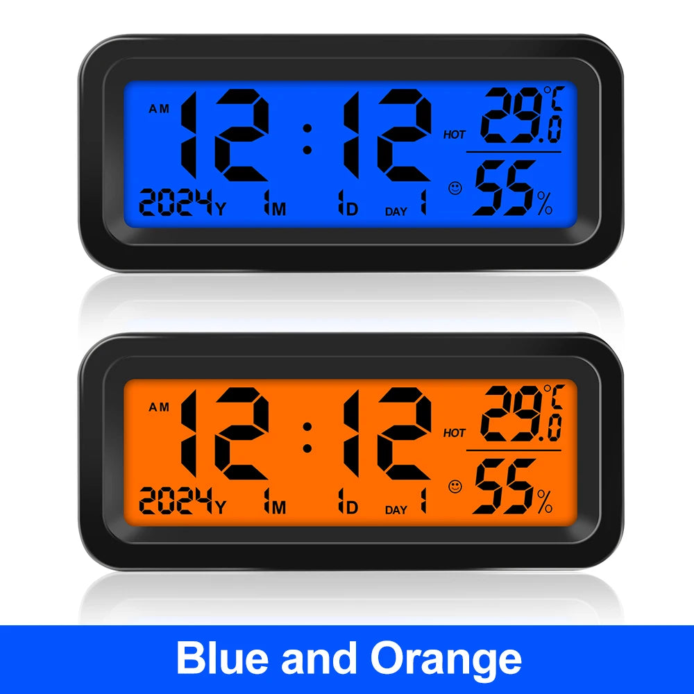 Digital Car Clock Solar/USB Powered Dashboard Garden LCD Backlit