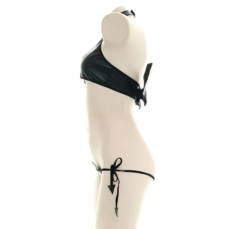 Sexy Devil Bat Cosplay Lingerie Underwear Halloween Fancy Dress Costume PVC