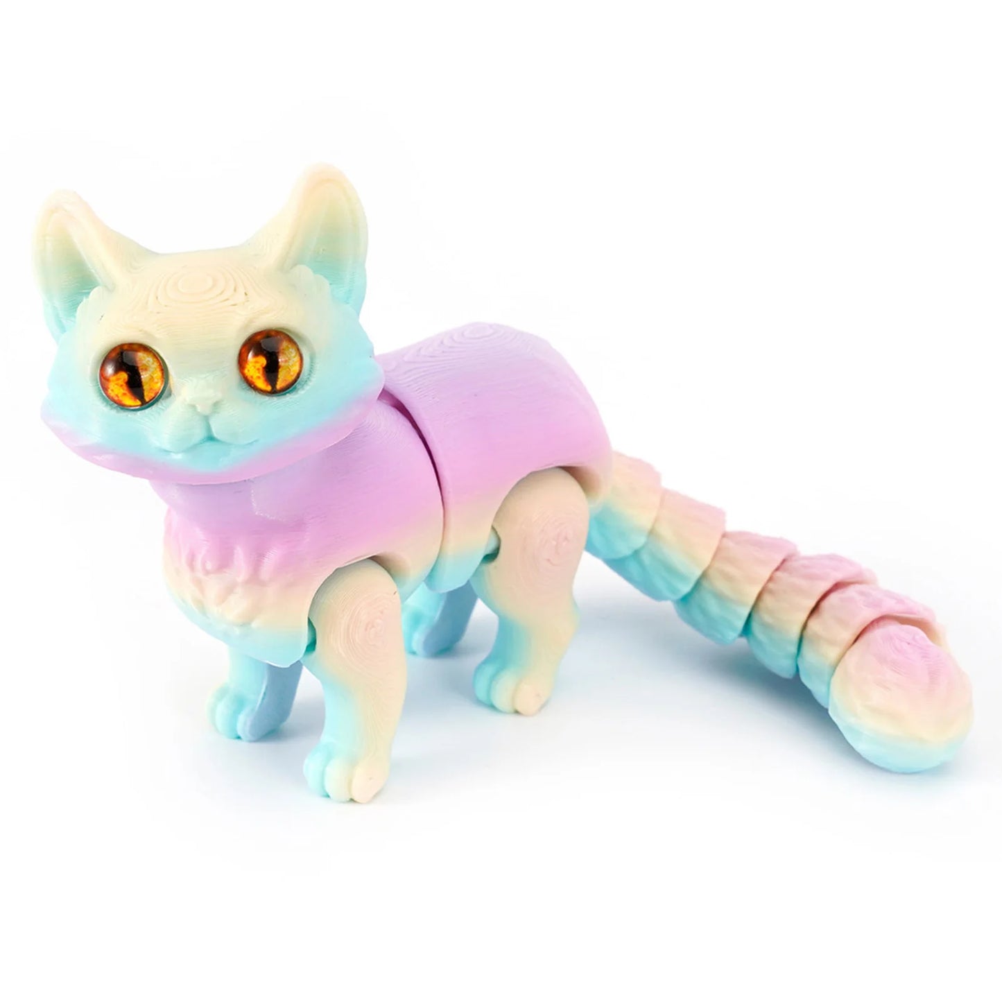 3D Printed Cute Cat Fidget Toy Figurine Articulated Animals Model Toy Desktop
