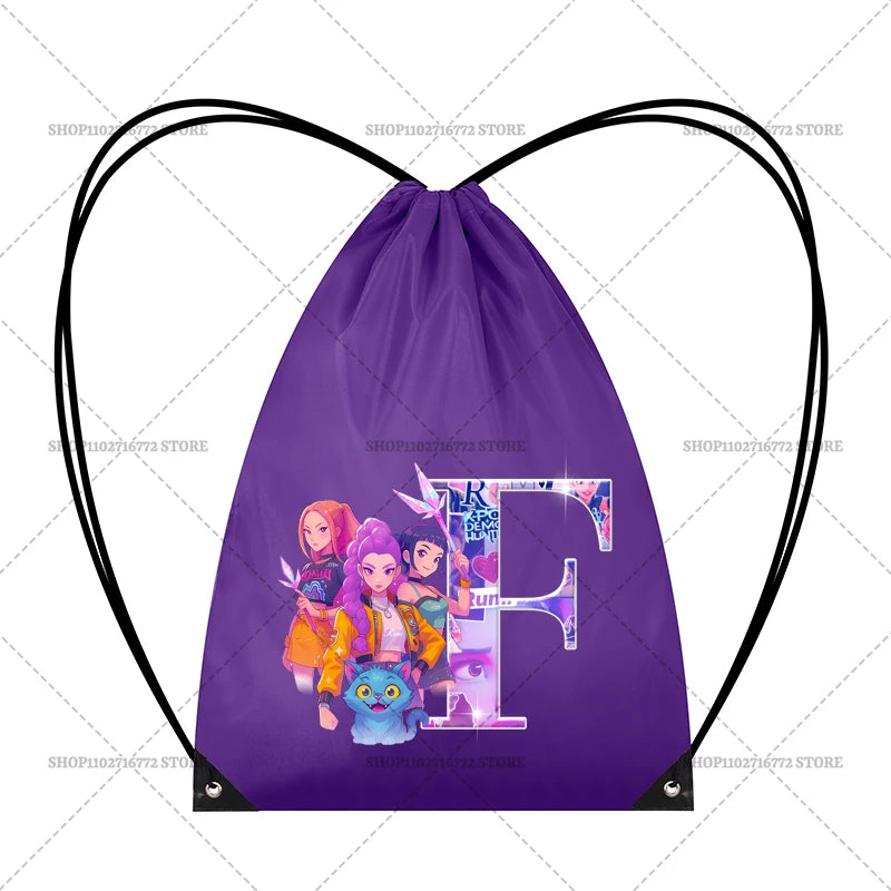 KPop Demon Hunters Merch Personalised Initial Backpack Book Sports PE Kit Swim Bag School Rumi Mira Zoey Huntrix Gift