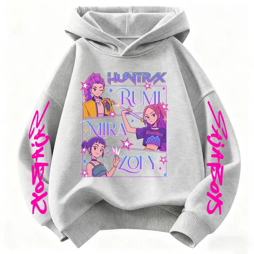 K-pop Huntrix Children's Hoodie Hooded Sweatshirt Kpop Demon Hunters Jumper Clothes