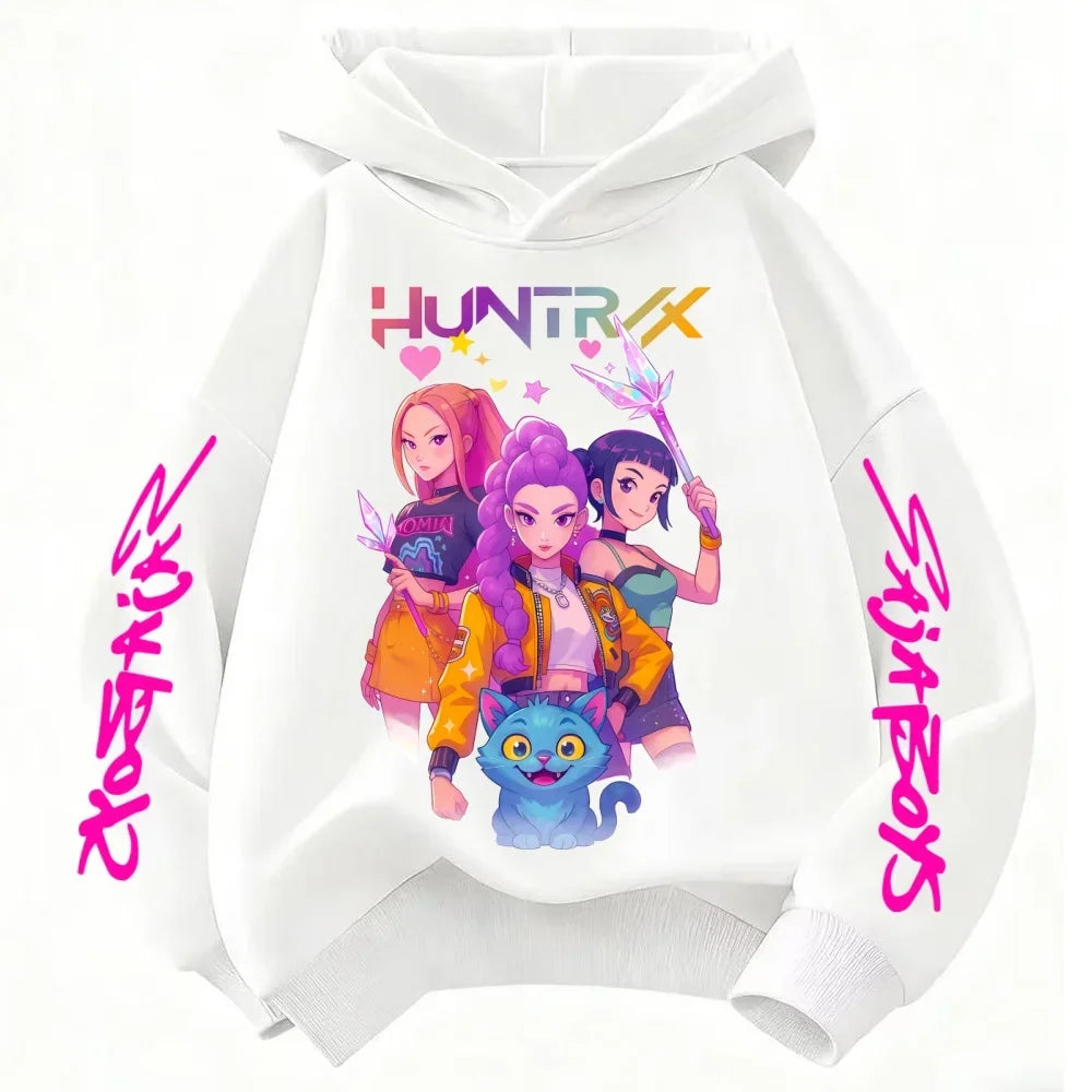 KPOP Demon Hunters Rumi Mira Zoey Hoodie Jumper Hooded Sweatshirt Clothes Huntrix