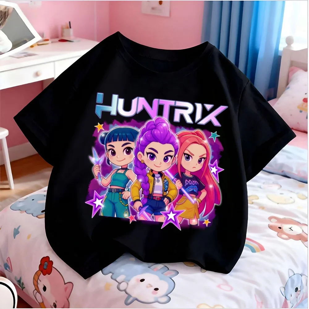 Summer Kpop Children T-shirt Huntrix Rumi Clothes K-Pop
