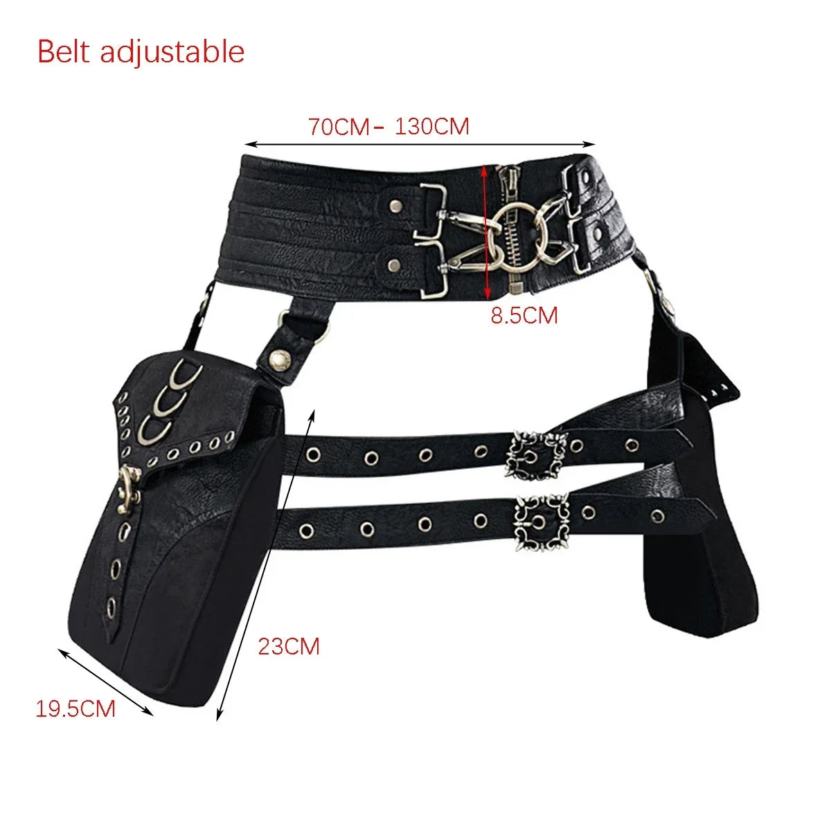 Gothic Black Waist Belt Pouch Hip Bag Fanny Pack