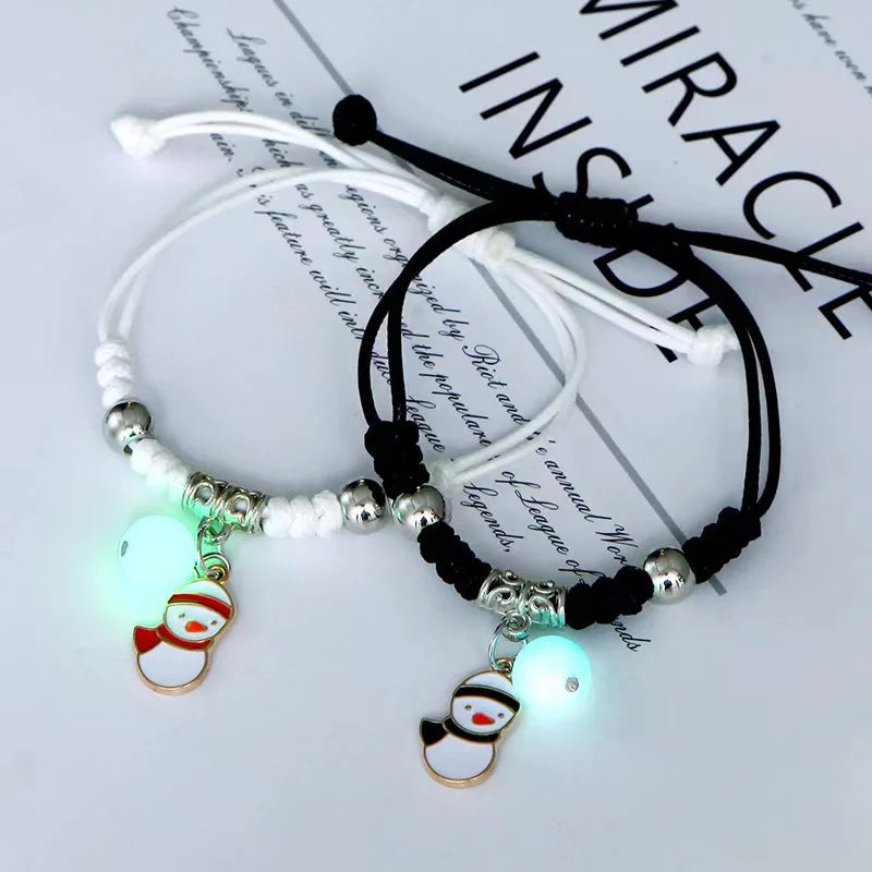 Glow in the Dark Luminous Bracelet Pair Friendship Star Pendant Charm