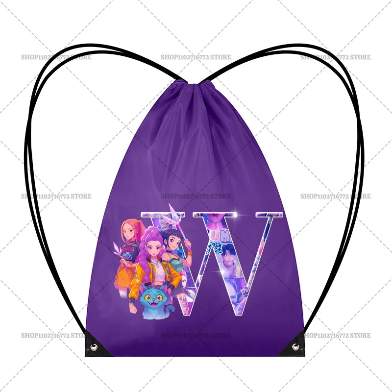 KPop Demon Hunters Merch Personalised Initial Backpack Book Sports PE Kit Swim Bag School Rumi Mira Zoey Huntrix Gift