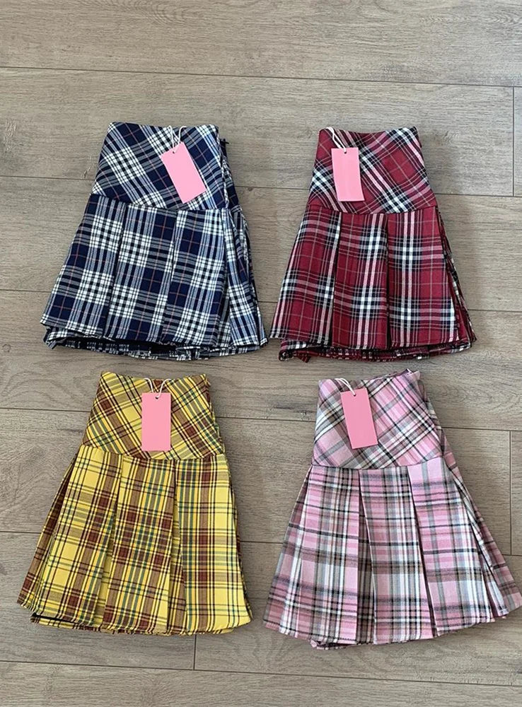 Plaid Tartan Y2K School Pleated Mini Skirt Clueless 90s Vintage