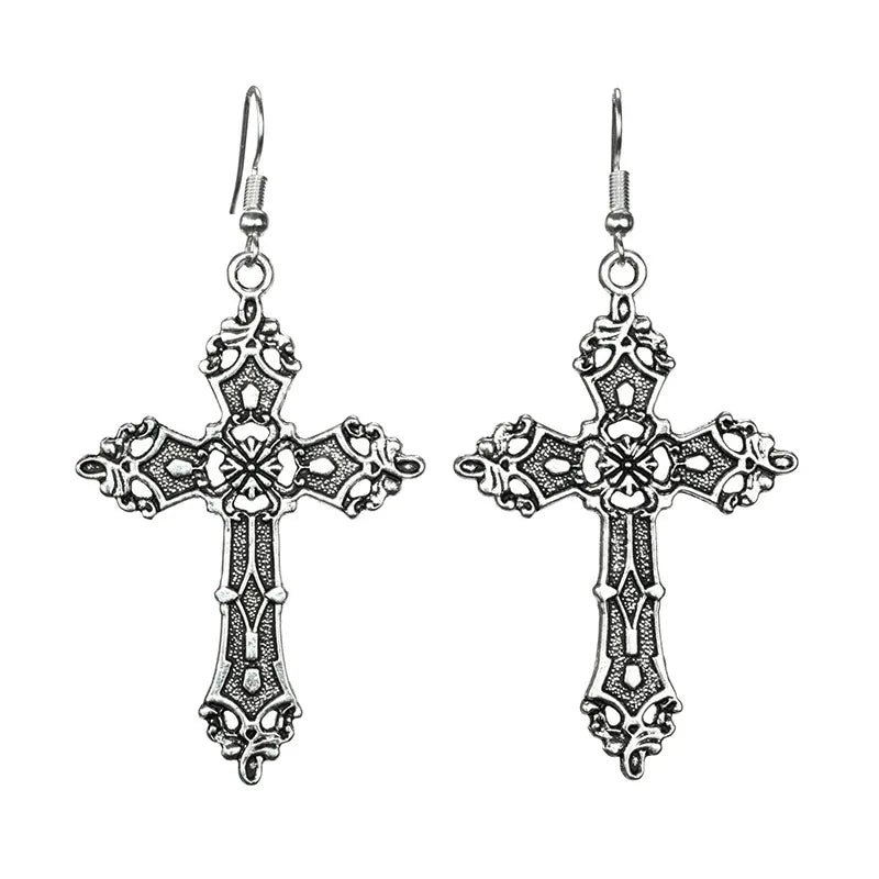 Gothic Victorian Punk Crystal Cross Pendant Necklace Gothic Chain