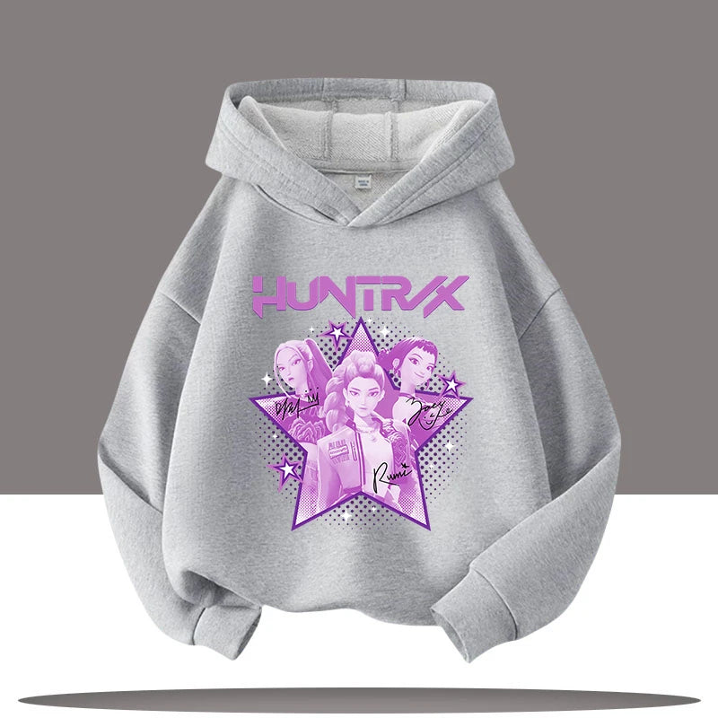 KPop Demon Hunters Huntrix Hoodies Girls Boys Rumi Hooded Sweatshirt Jumper K-pop Merch Gifts