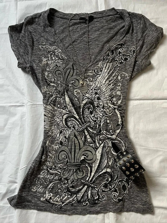 Sexy Gothic Print Y2K Top TShirt