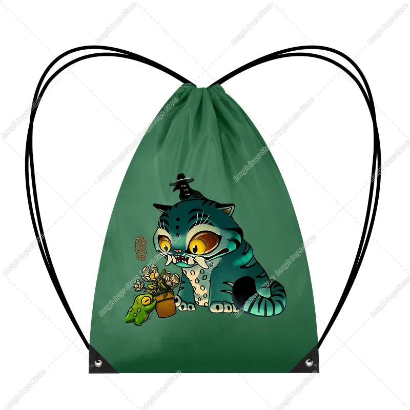 KPop Demon Hunters Merch Drawstring Bags Swim Sports PE Kit Book Bag Huntrix Rumi Derpy Gift Tiger