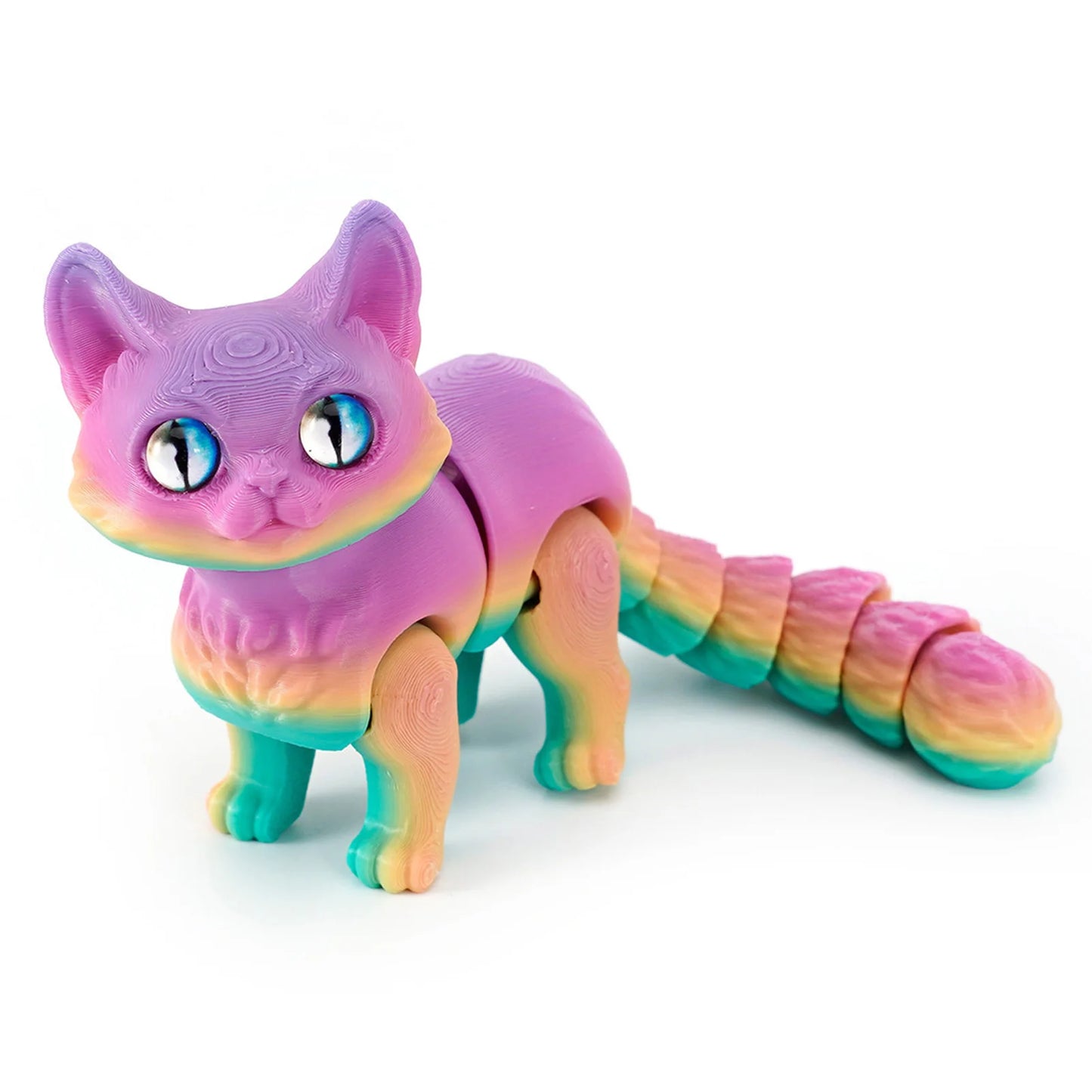 3D Printed Cute Cat Fidget Toy Figurine Articulated Animals Model Toy Desktop