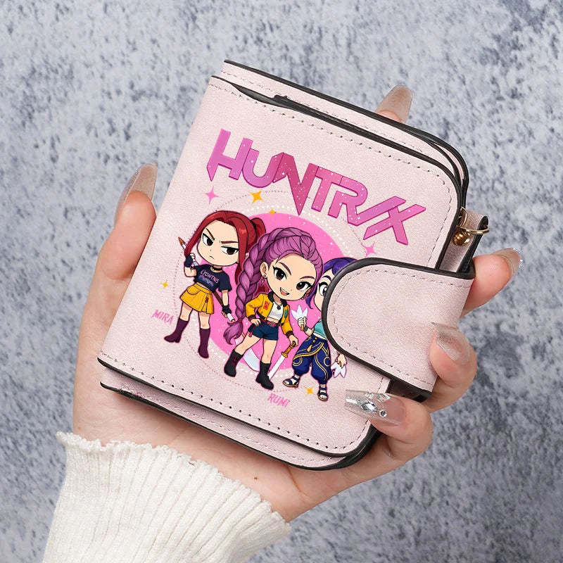 KPop Demon Hunters Leather PU Wallet Card Holder Purse Huntrix Saja Boys Rumi Merch Gifts