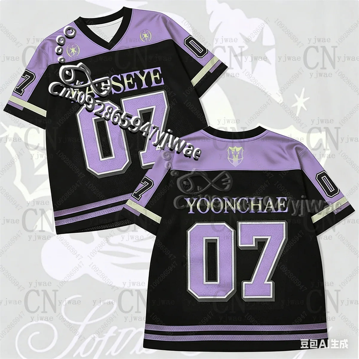 KPOP KATSEYE Unisex Football Jersey Black Purple Korean Pop T-shirt K-pop Clothes
