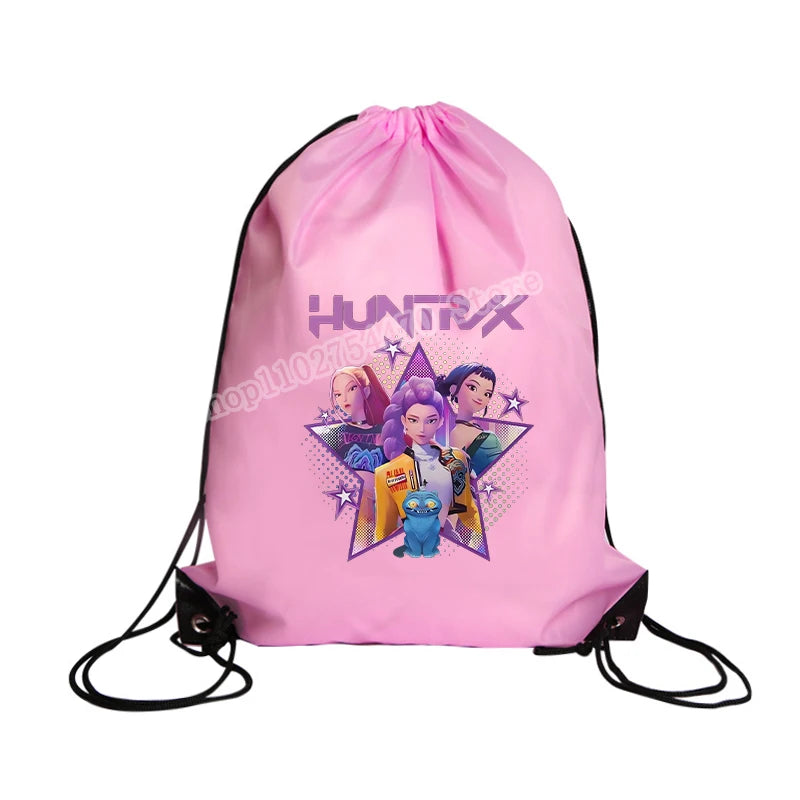 KPop Demon Hunters Merch Drawstring Swim PE Kit Sports Book Shoulder School Bag Waterproof