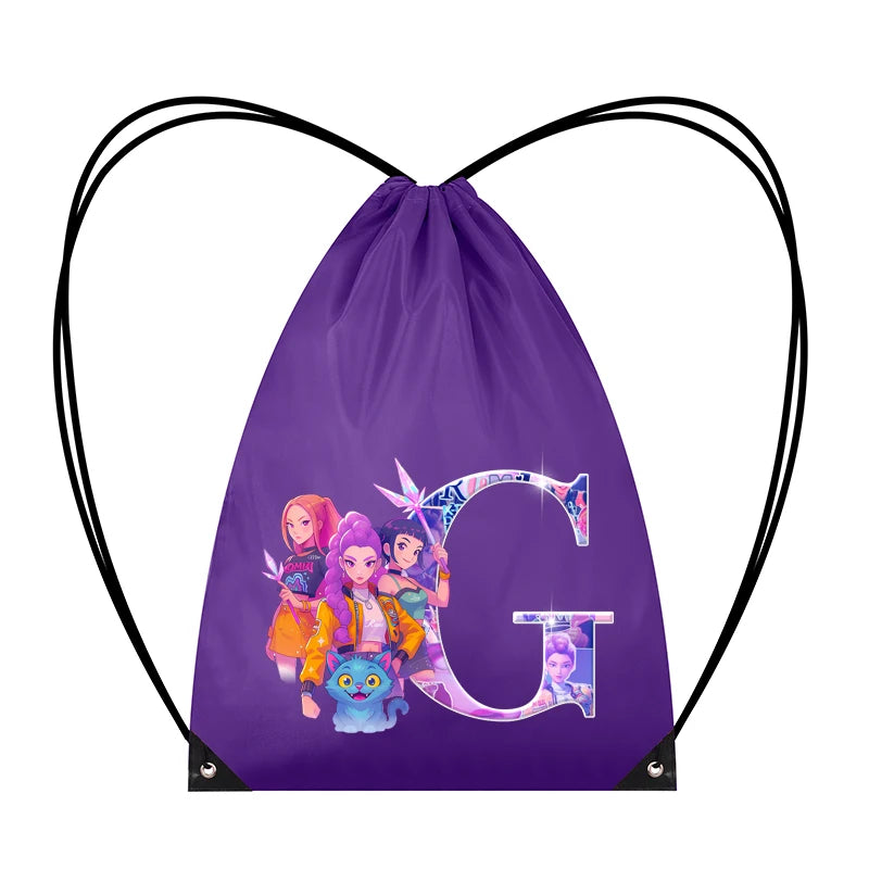 KPop Demon Hunters Merch Personalised Initial Backpack Book Sports PE Kit Swim Bag School Rumi Mira Zoey Huntrix Gift