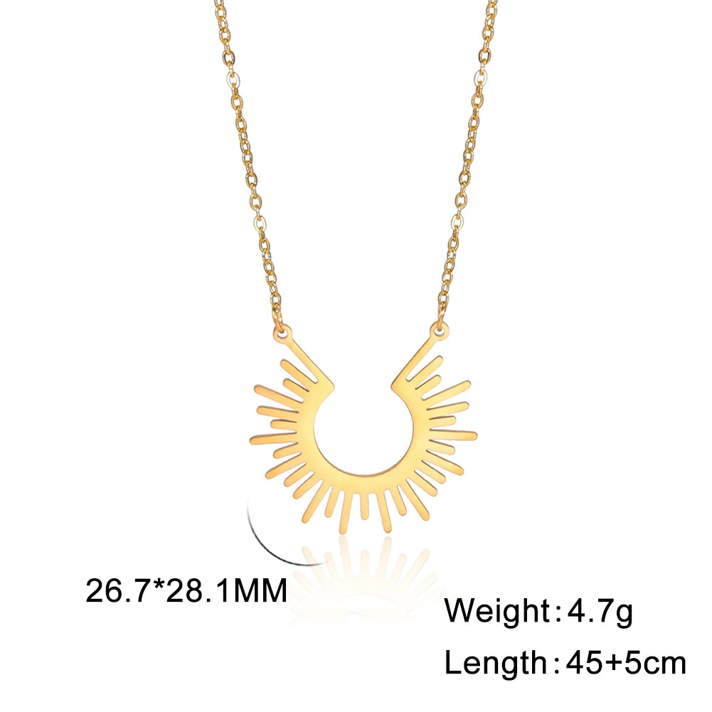 Sun Moon Pendant Chain Necklace Stainless Steel Bohemian Choker Necklace Pagan