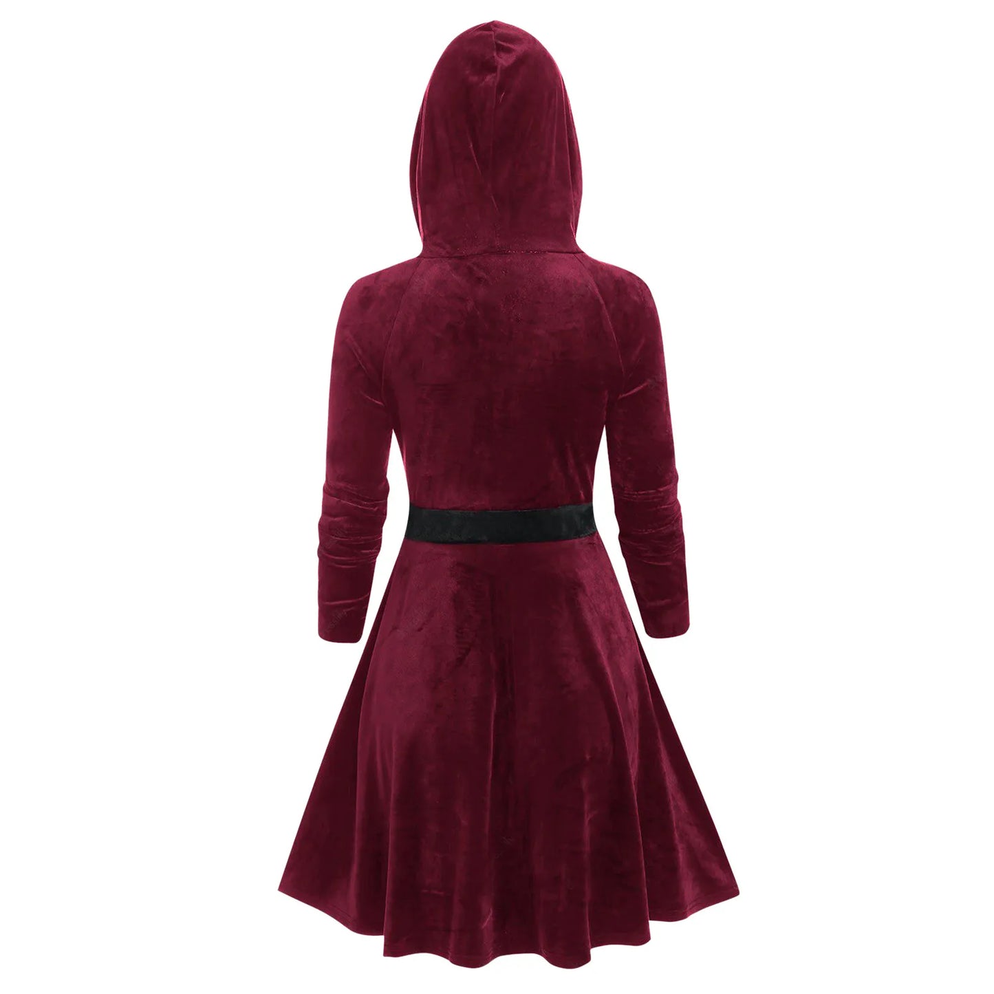 Black Gothic Medieval Horn Hooded Dress Zip up