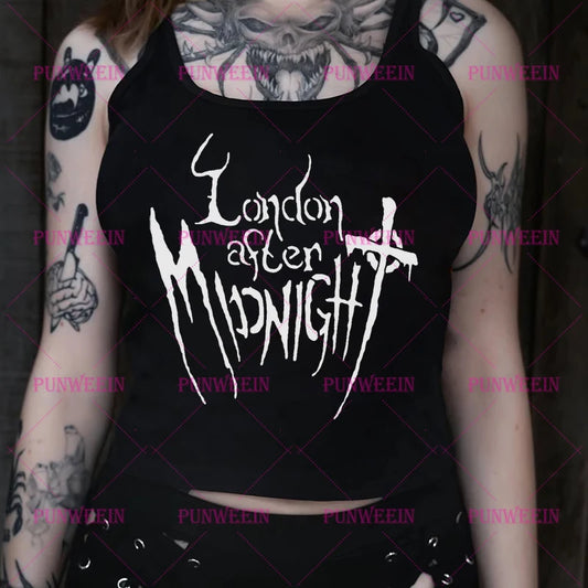 Grunge Gothic Emo Camisole Tank Top Goth Cropped Graphic Tee