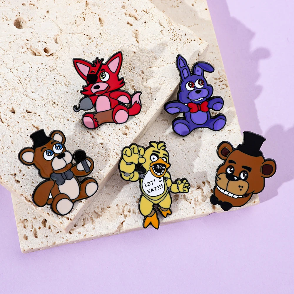 FNAF Brooch Five Night's At Freddy Enamel Pins Foxy Bonnie Animal Brooch