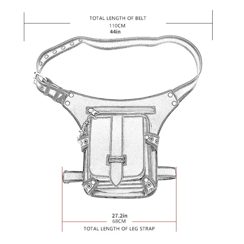 Gothic Punk Waist Bag Hip Pouch Utility Bag