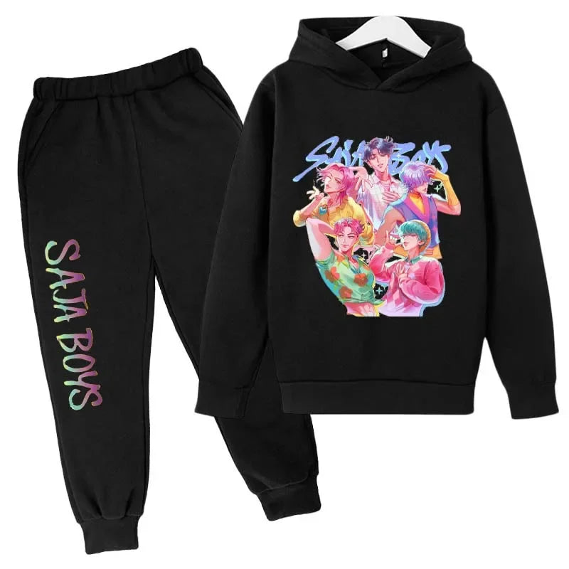 SAJA BOYS Children's Clothing KPop Demon Hunters Tracksuit Joggers Top Jumper K-Pop Merch