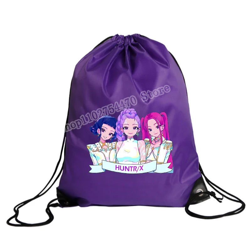 KPop Demon Hunters Merch Drawstring Swim PE Kit Sports Book Shoulder School Bag Waterproof