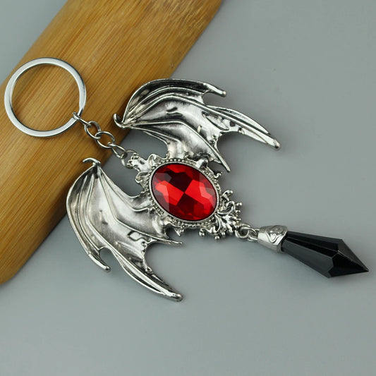 Gothic Vampire Bat Keyring Red Crystal Keychain Gothic Jewellery