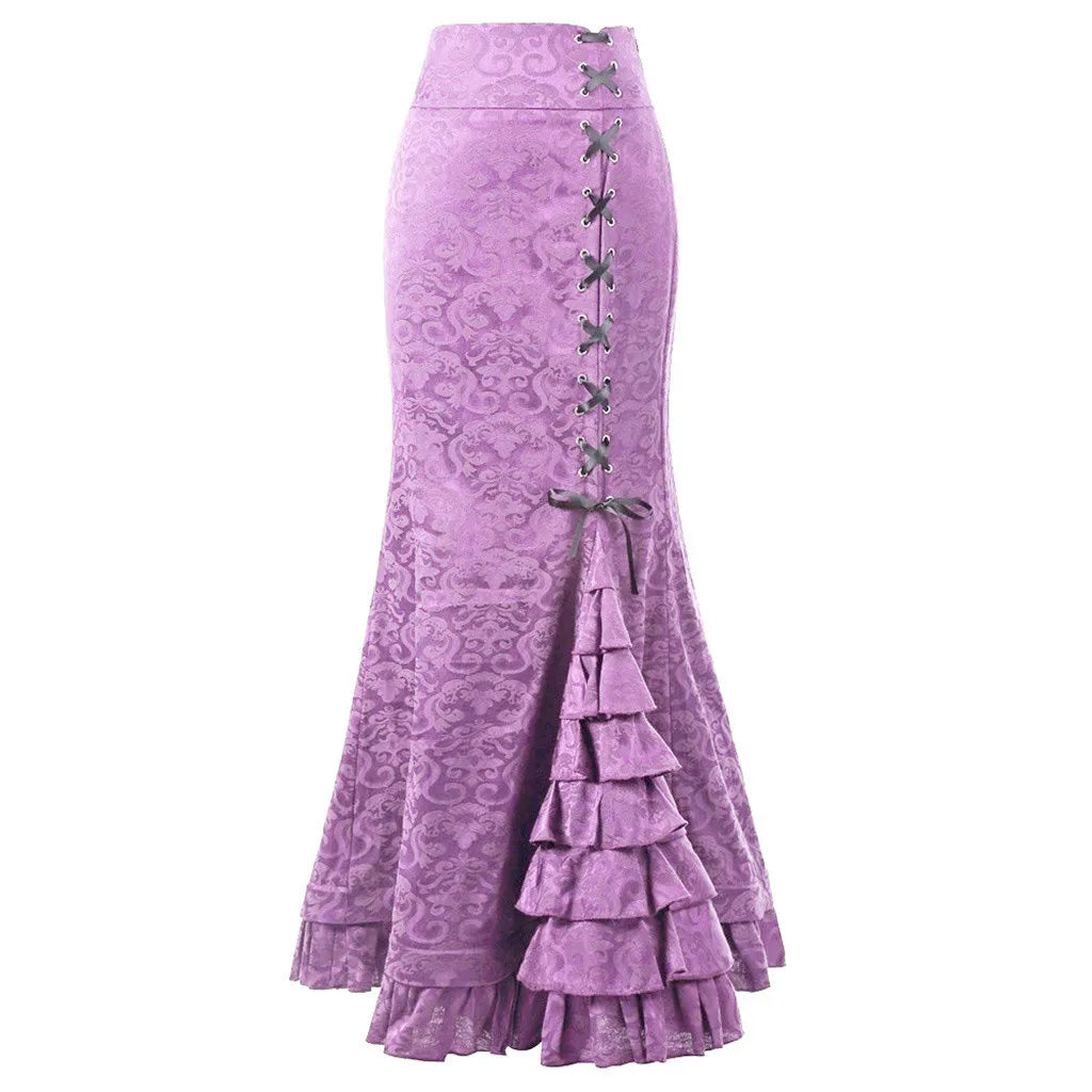 Victorian Gothic Steampunk Long Fish Tail Skirt