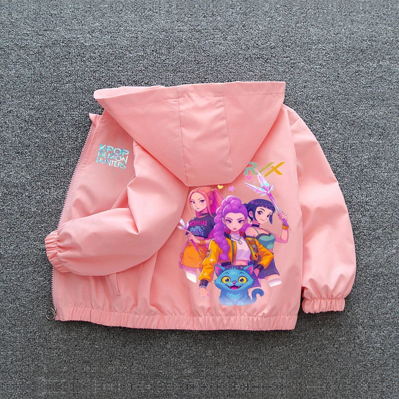 Kpop Demon Hunters Rumi Mira Zoey Clothes Girls Summer Raincoat Jacket Mac Waterproof