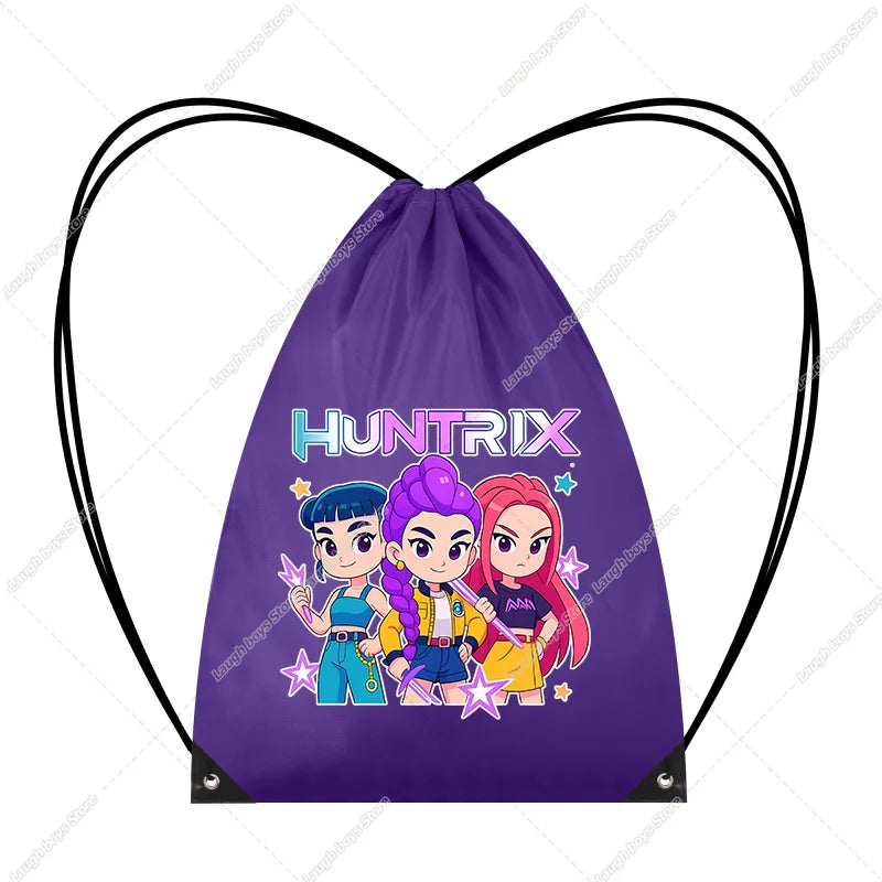 KPop Demon Hunters Merch Drawstring Bags Swim Sports PE Kit Book Bag Huntrix Rumi Derpy Gift Tiger