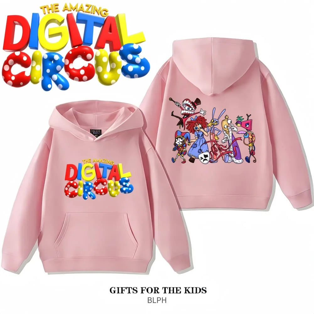 The Amazing Digital Circus Pomni Family Hoodie Kids Clothes Glitch Hooded Jumper