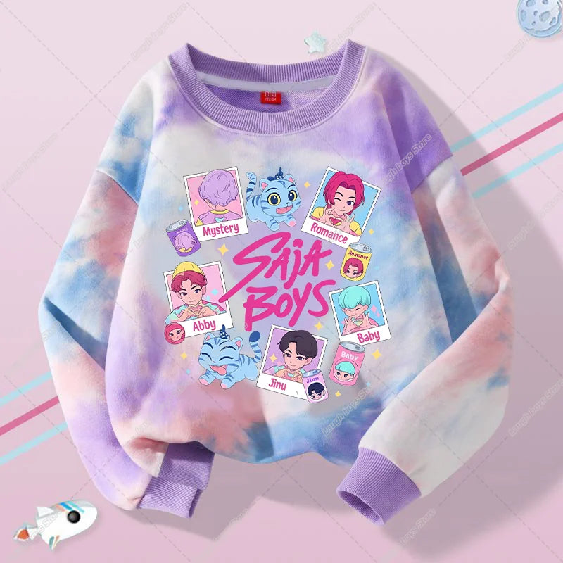 KPop Demon Hunters Sweater Hoodie Child Jumper Huntrix Saja Boys Top Clothes Gifts Merch