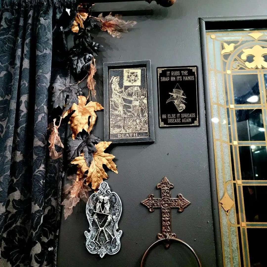 Plague Doctor Wash Your Hands Metal Tin Sign Gothic Bathroom Home Decor