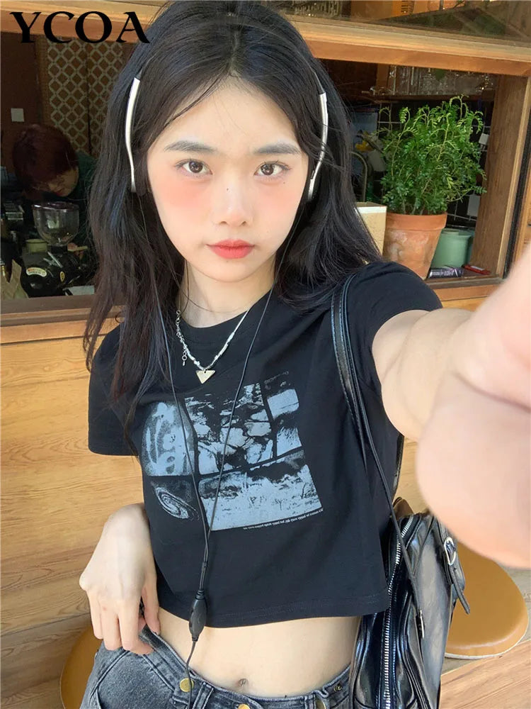 Grunge Graphic Crop Top Y2k TShirt