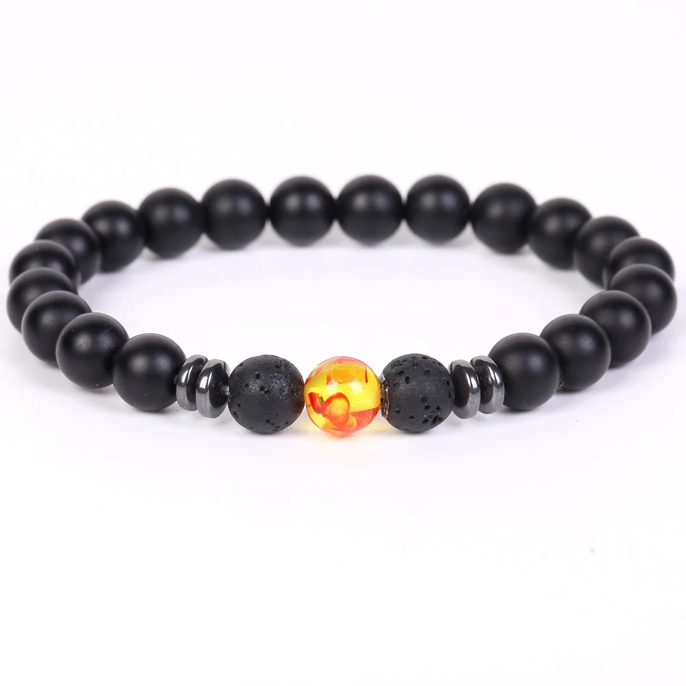 Stone Bracelet Black Agates Hematite Round Beads Jewellery Healing Energy