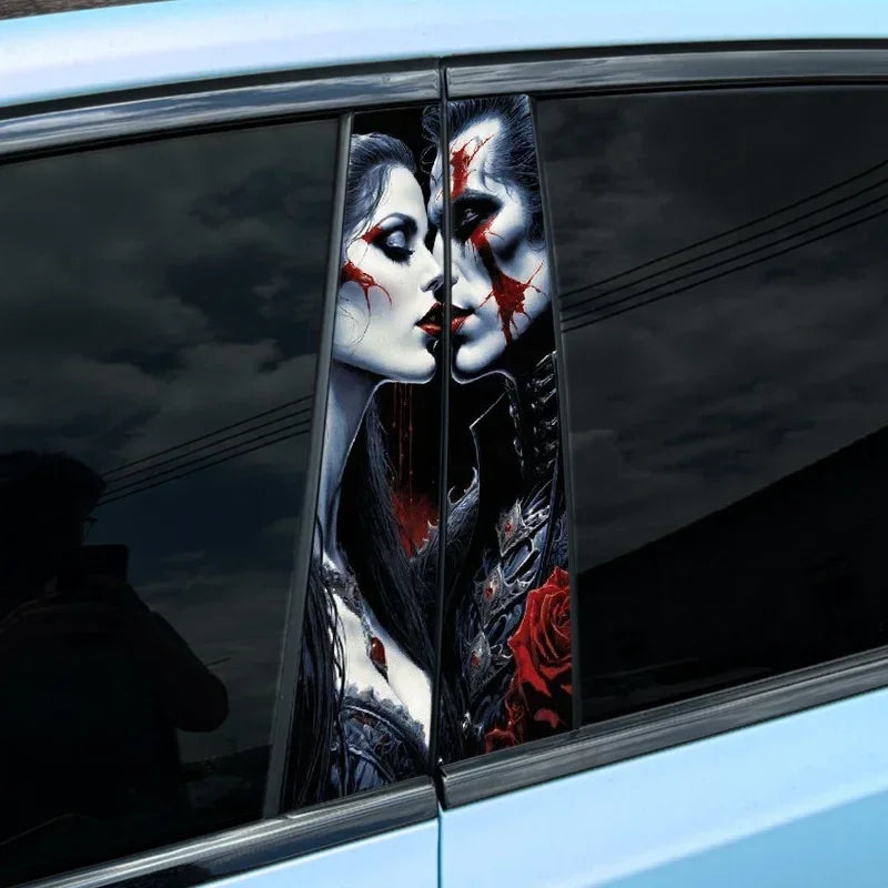 Gothic Skeleton Couple Car Decal Stickers Waterproof Halloween Decor