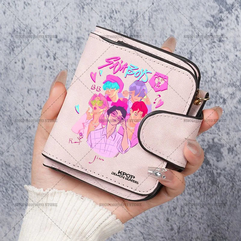 KPop Demon Hunters Leather PU Wallet Card Holder Purse Huntrix Saja Boys Rumi Merch Gifts