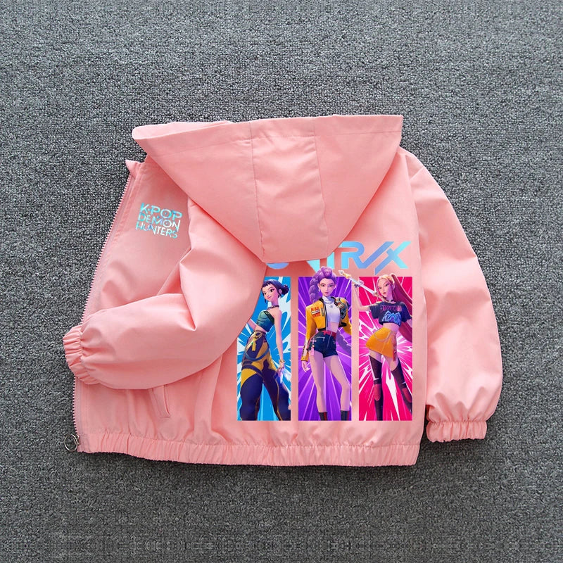 Kpop Demon Hunters Rumi Mira Zoey Clothes Girls Summer Raincoat Jacket Mac Waterproof